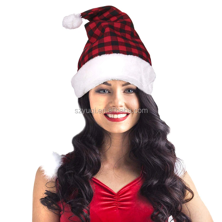 Custom Logo Plush Trim Velvet Santa Hat Christmas Hat
