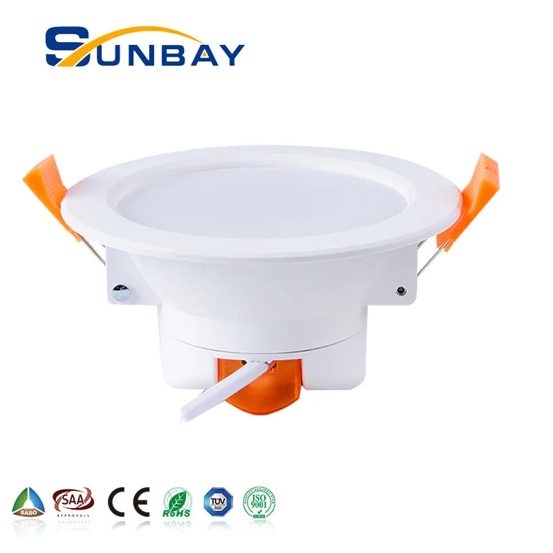 Sunbay integrated plastic 5w 6w 9w 12w led downlight SKD CKD factory