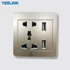 Socket Manufacture Euro Style 220V USB Weatherproof Power Wall Outlet Socket With 2 USB port
