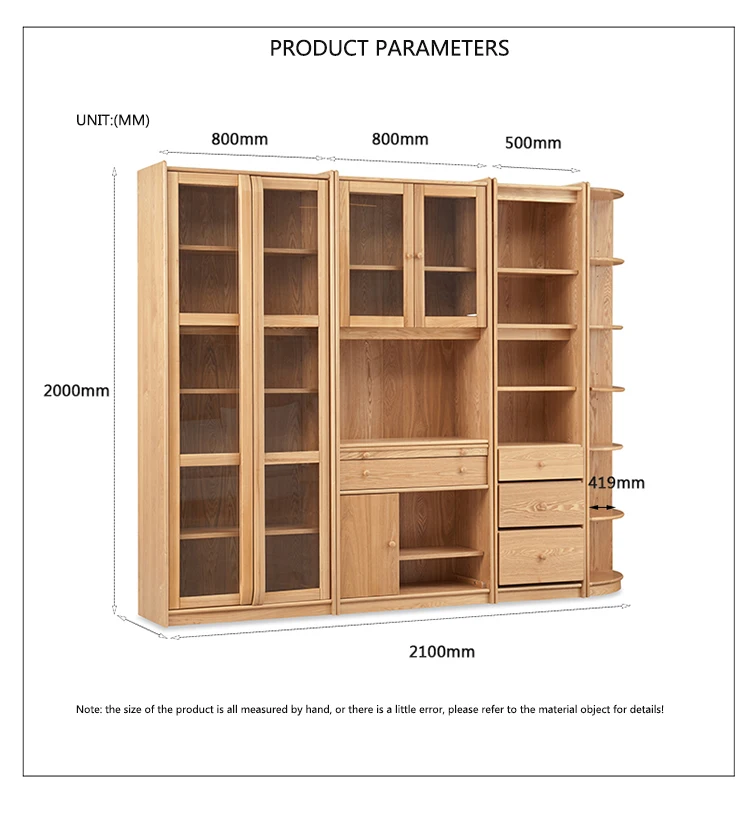 Wholesale OEM  Bookcase Wooden  Bookshelf Filing Cabinet with Glass Door
