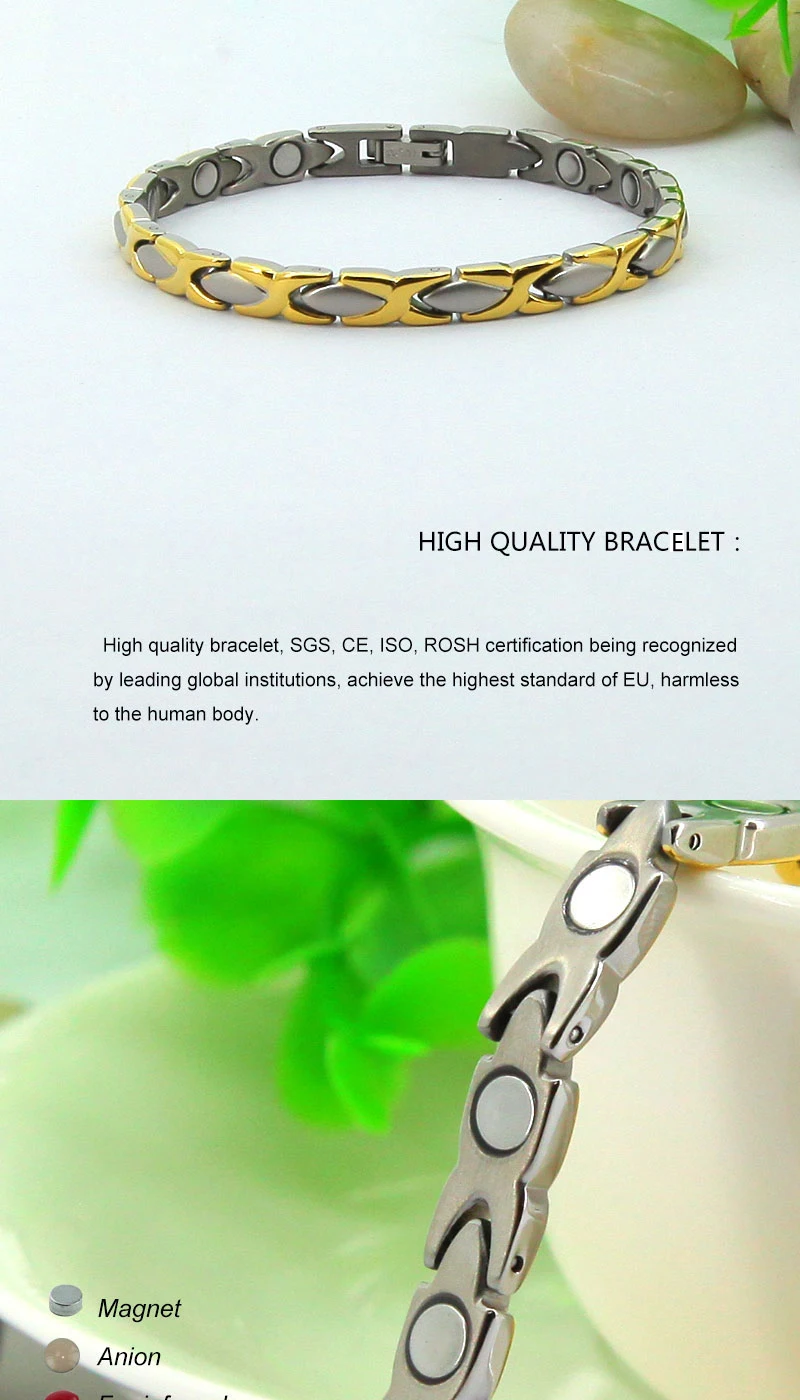 2015 new products stainless steel jewelry gold fashion jewelry guangzhou wholesale charms all magnetic bracelet