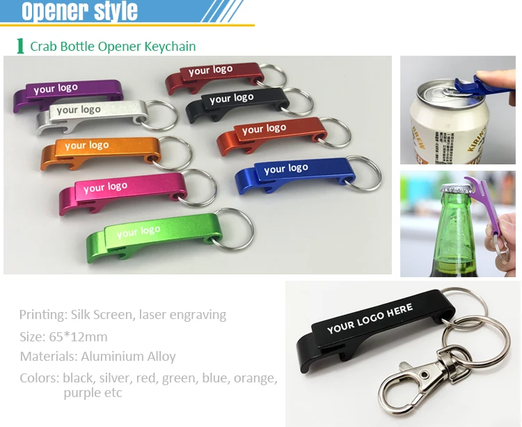Shanghai factory custom logo aluminum bottle opener beer keychain