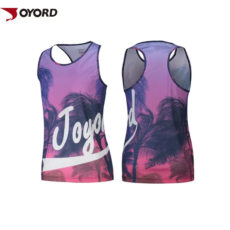 Custom Sublimation Printed Women Loose Sleeveless Workout Gym Yoga Crop ...