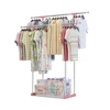 Cheap Beauty Foldable Drying Rack Stainless steel multifunction extension-type double rod colorful clothes drying rack