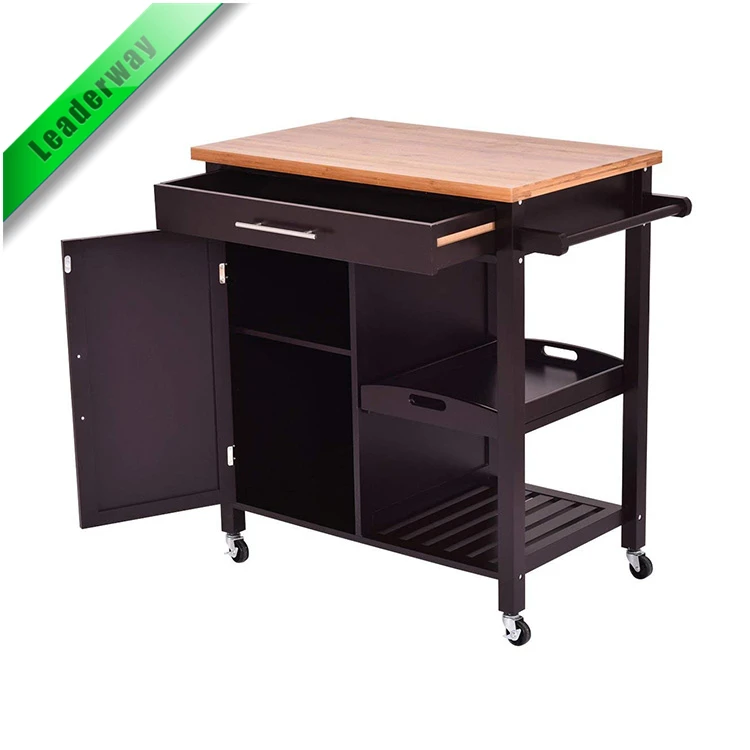 3 Layers 2 Drawer Kitchen Vegetable Storage Island Trolley Kitchen Furniture For Home Restaurant Use