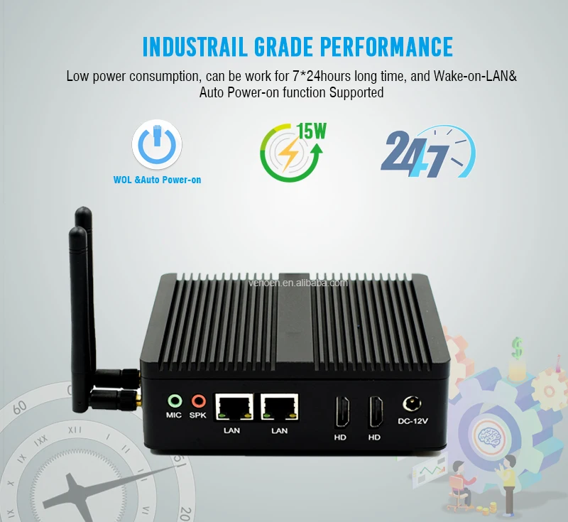 barebone system mini pc 2 ethernet tower thin itx ultra low power mini pc with 2*1000M network card 1080p output