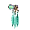 Stainless Steel Dreamcatcher Dangle Feather Ear Tunnel Plugs
