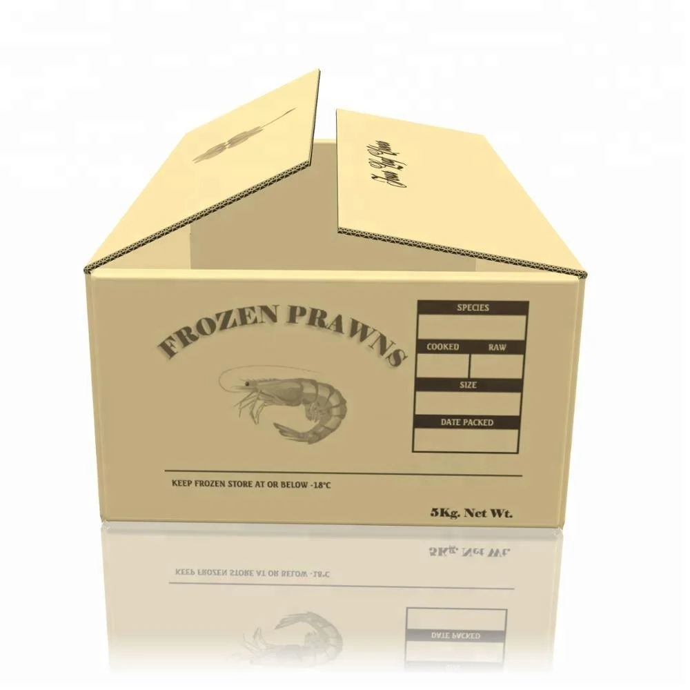 Waterproof Fish Seafood Shipping Box Corrugated Wax Coated Internal