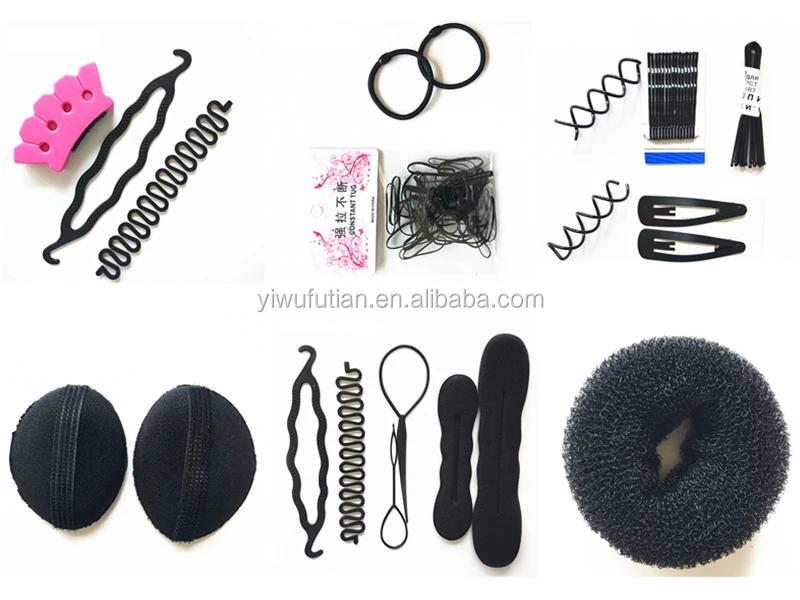 20 Different Type Hair Accessories Kit Braider Donut Hair Clip Kit