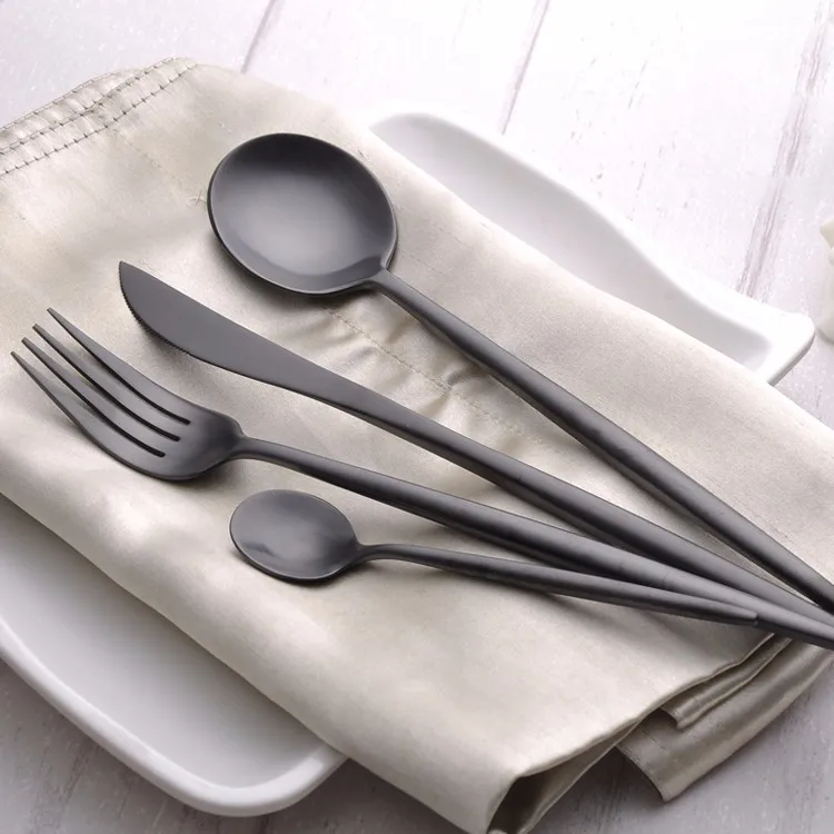Pvd Black Color Cutlery,Flatware Black,Black Knife Spoon Fork Buy