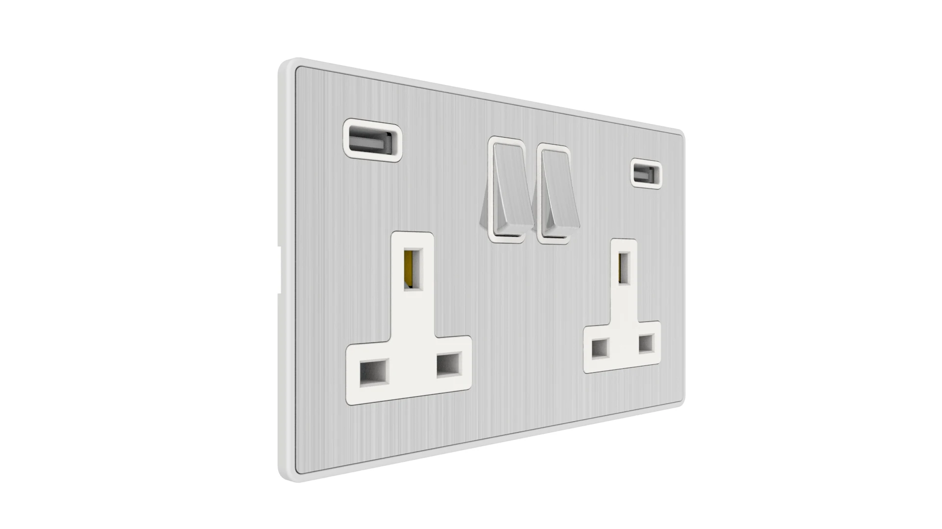 USB plug wall socket 13A 2 gang switched socket+2 USB outlet, total USB output 3.1A