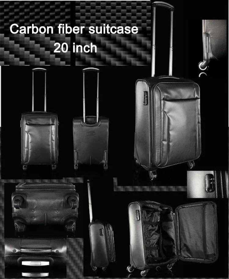 Best Quality Carbon Fiber Leather Baggage Carbon Fiber Trolley Bags