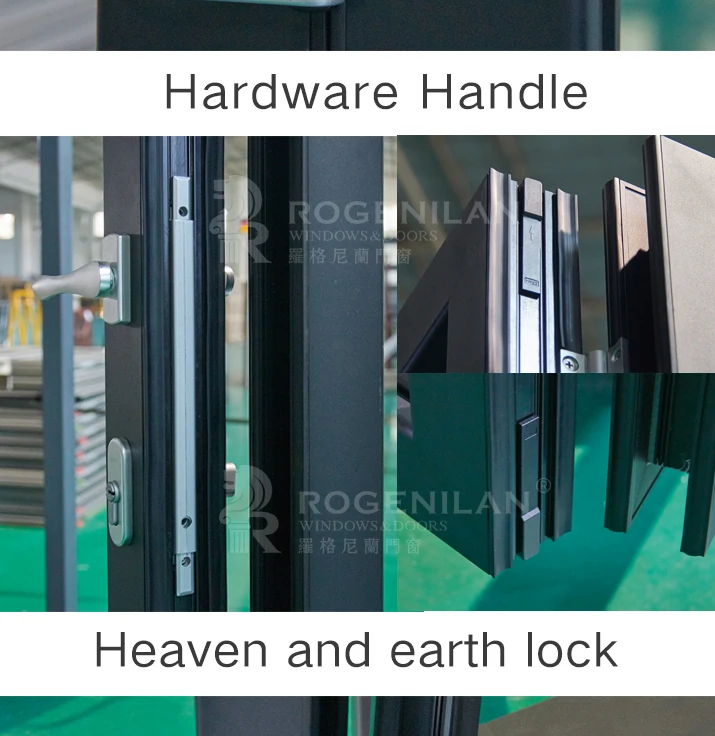 ROGENILAN 75# Accordion aluminum glass patio exterior 12 feet bifold doors / folding doors