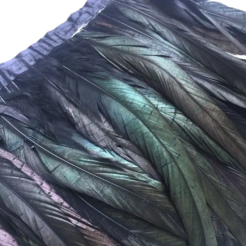 批发黑色 25-30厘米高品质公鸡尾巴羽毛修剪的衣服