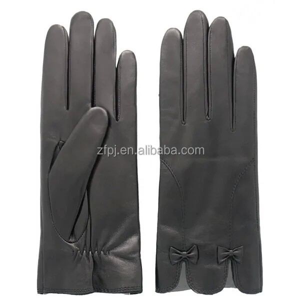 Ladies Silk Lined Dress Pink Leather Gloves With Bow Buy Pink Leather