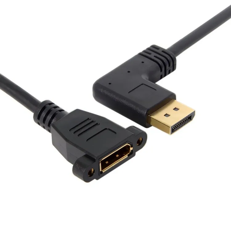 90 Degree Displayport (dp) Male To Displayport (dp) Female With Screw ...