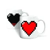 Pixel heart morphing ceramic color change mugs