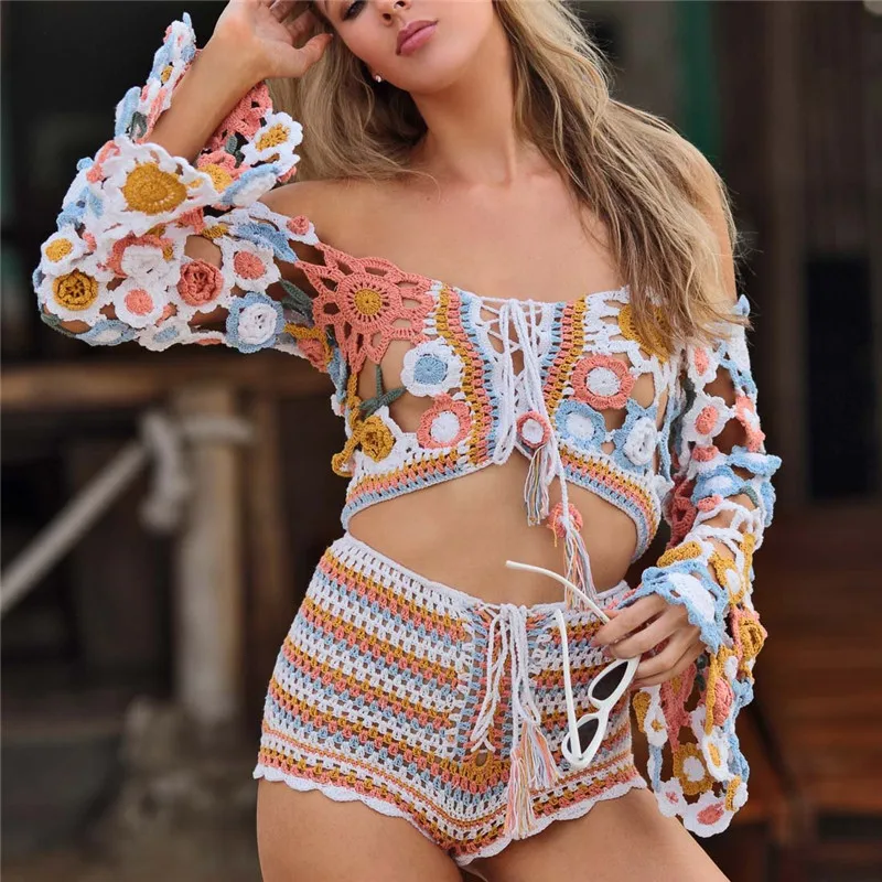 Sexy Ruffled Dresses Women Summer Ladies Bohemian V Neck Printed Dress