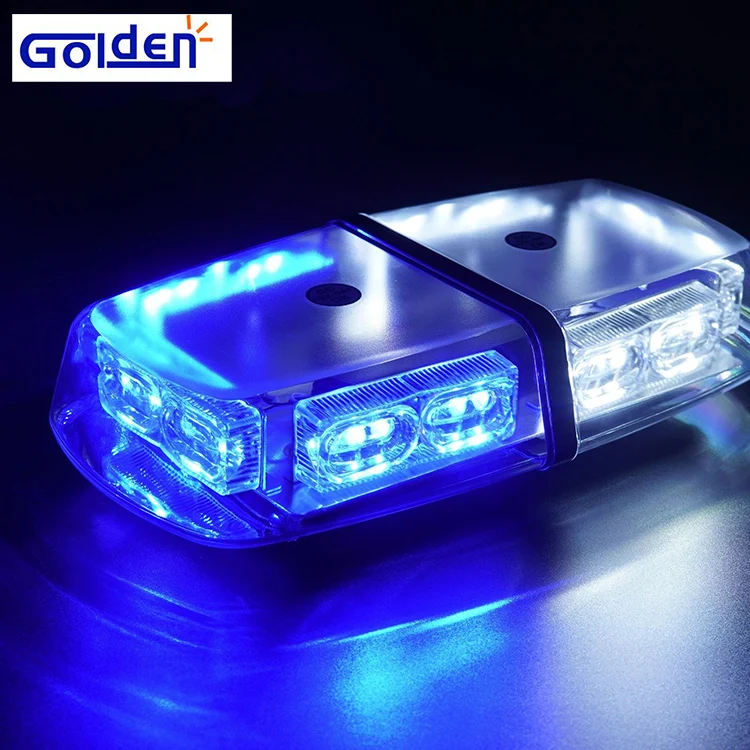 Blue white 36 LED 12v oval rooftop mini warning bar britax emergency hazard flash strobe light with magnet base