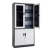With Wheel Heavy Duty Storage Double Clothes File Sliding Locker Glass Door Office Wardrobe 2 Drawer Stainless Steel Cabinet