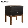 solid oak nickel finish stainless steel black bedside table with drawers