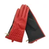 Online Shopping Super Soft Quilted Cuff & Zipper Sheepskin Leather Gloves Winter Black Red Gloves For Ladies