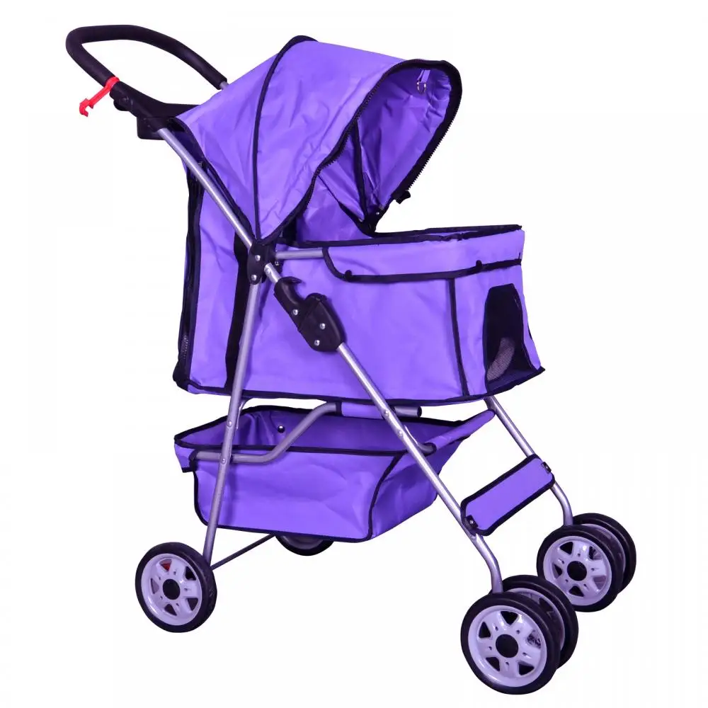 
Competitive 4 Wheels Dog Cat Trolley Travel Folding Twin Pet stroller 