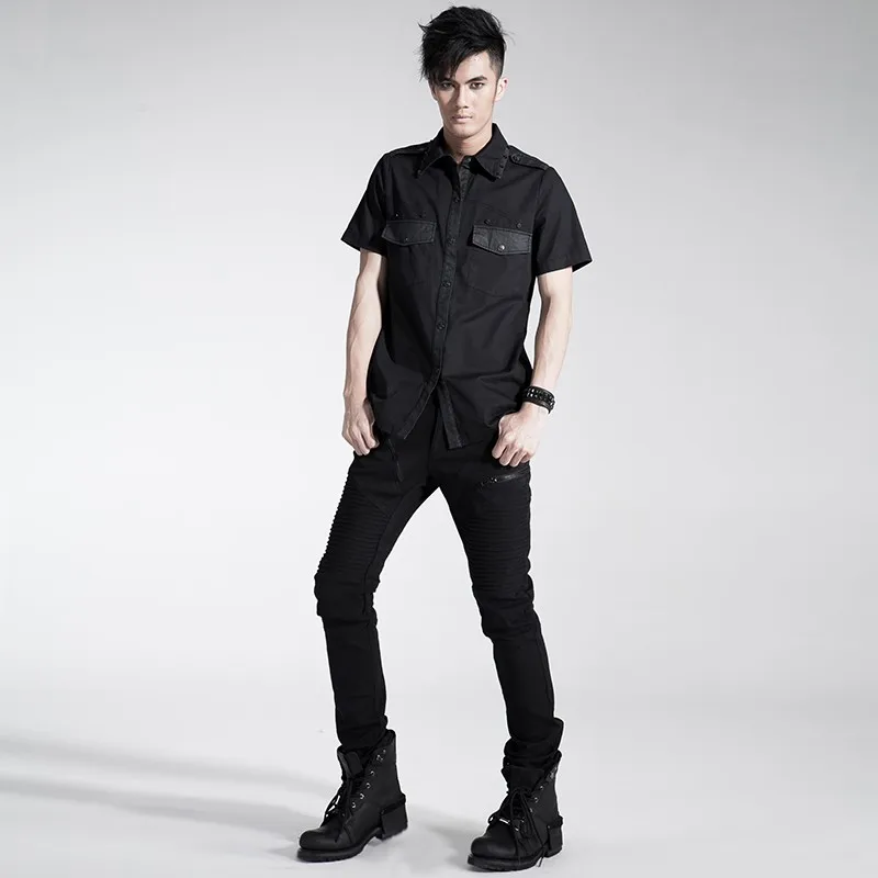 K-154 Punk Rave black wild long pants with crazy pattern(The shop up to 60% off)