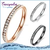Fashion women's stainless steel silver black rose gold insulation ring with zircon