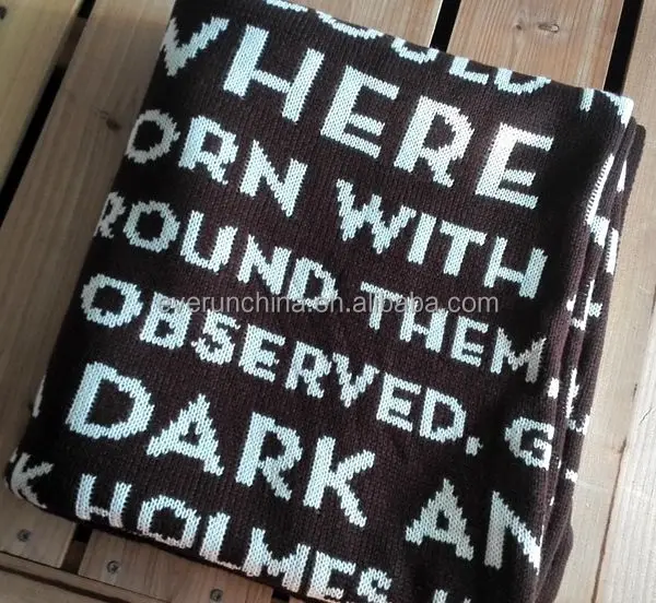 50DB32 cotton knit jacquard blanket poem blanket, View cotton knit