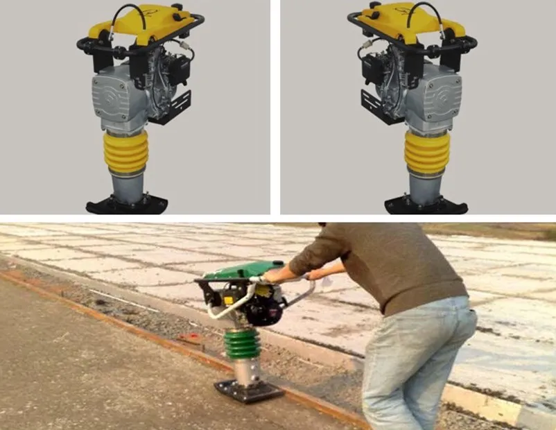 Уплотнитель бетона электрический. Man with tamping Rammer.