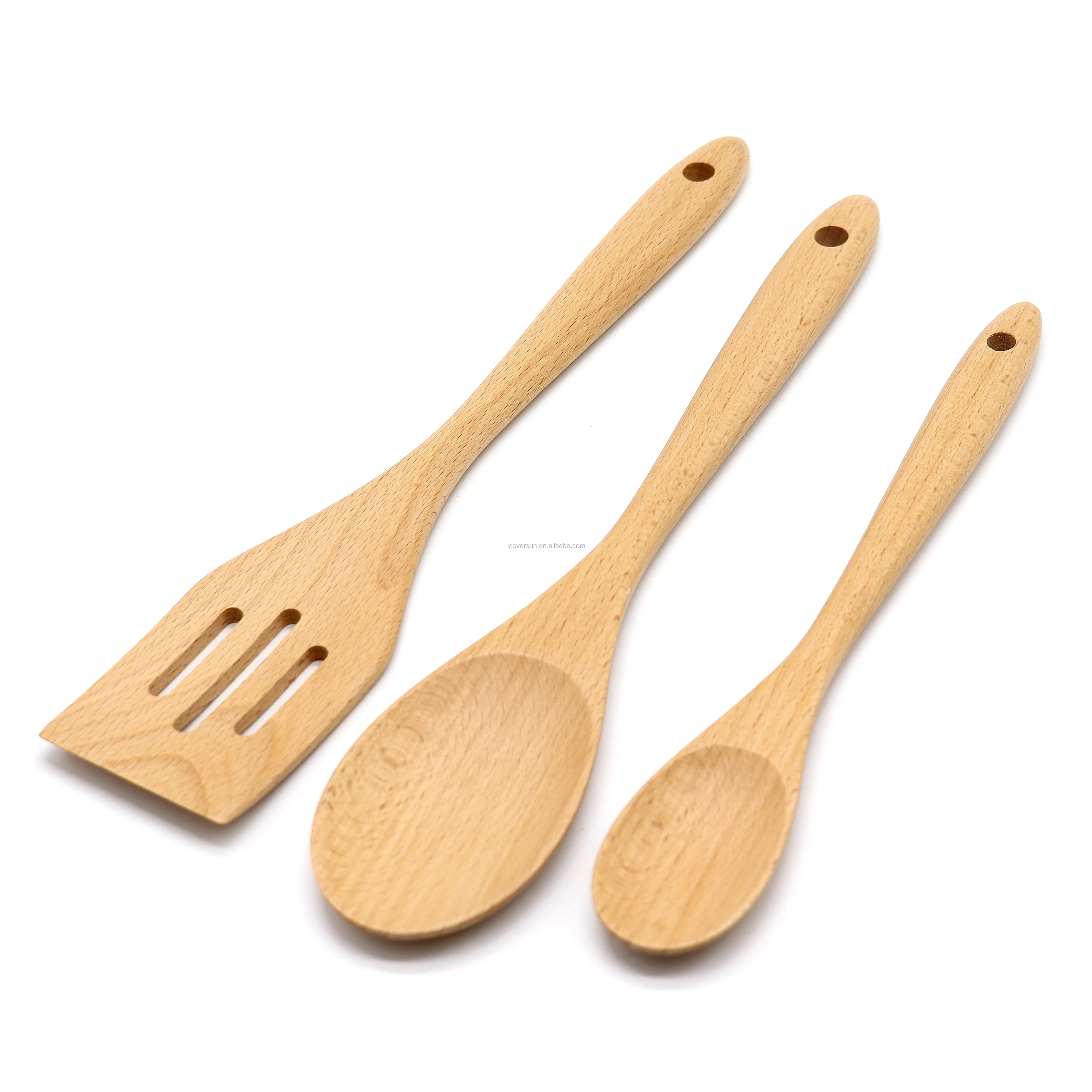 高品质的木材 beech 木刮刀开槽特纳勺子厨房用具套装炊具炊具