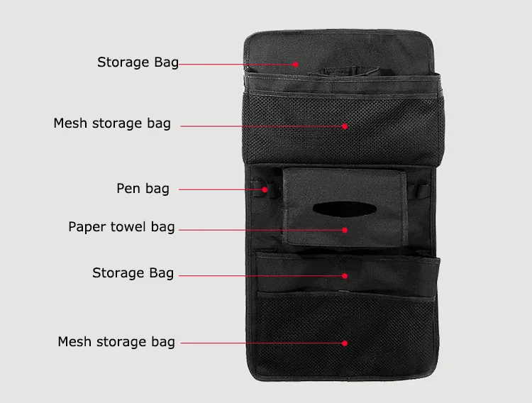 Super quality universal car travel storage bag auto seat back organizer for snacks