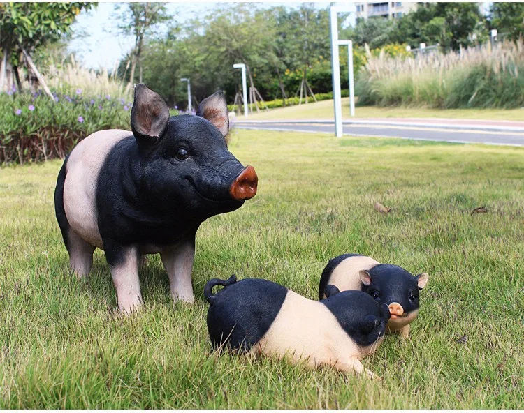 Garten Dekoration Lebensechte Tierfigur Leben Grosse Schwein Statue