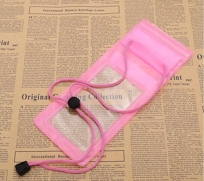 new design clear pvc waterproof cell phone case bag with string