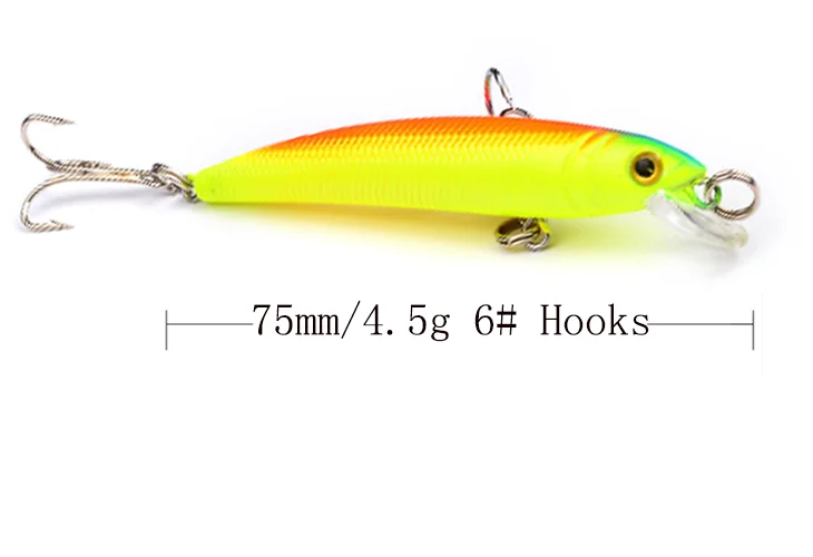 Gorgons 75mm 4.5g Hard Fishing Lure Abs Plastic Floating Minnow 