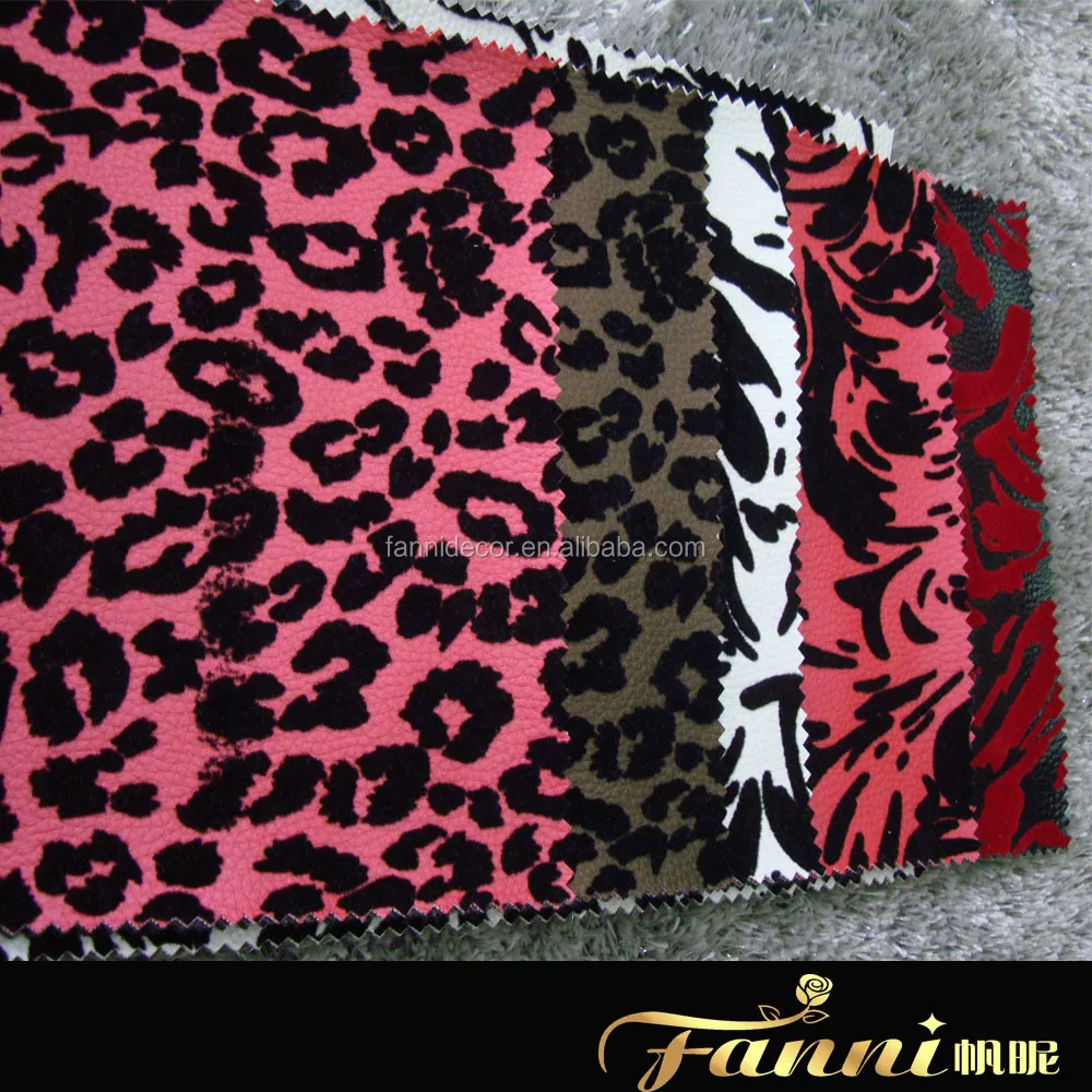 Flocked Pu Leather Fabric For Sofa Upholstery Flocked Synthetic Leather