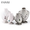 FANXI Factory Custom Heart Shape Necklace Jewelry Display Bust Beige And Gray Metallic Leather necklace mannequin