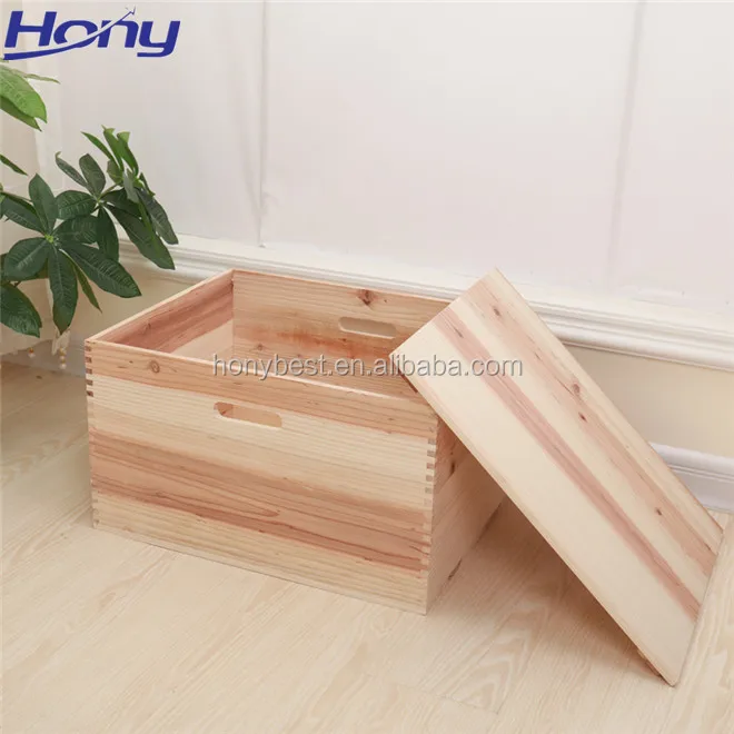 Strong Large Cedar Wood Hamper Gift Boxes Clothes Organizer Box Custom