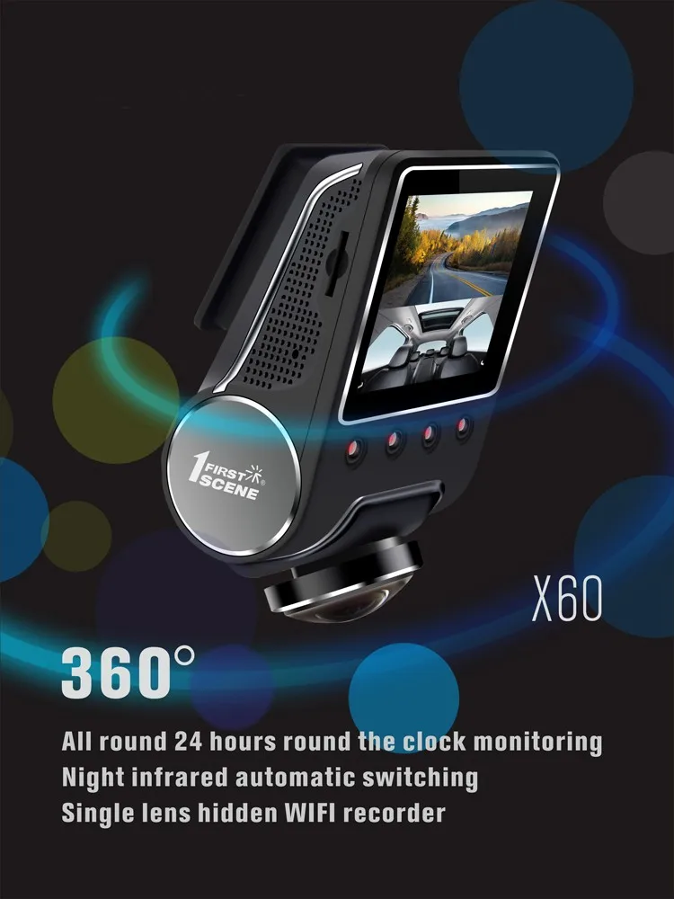 X60 Dash Cam Full Hd 1080p 360 Degree Black Box Dvr Car Security Camera