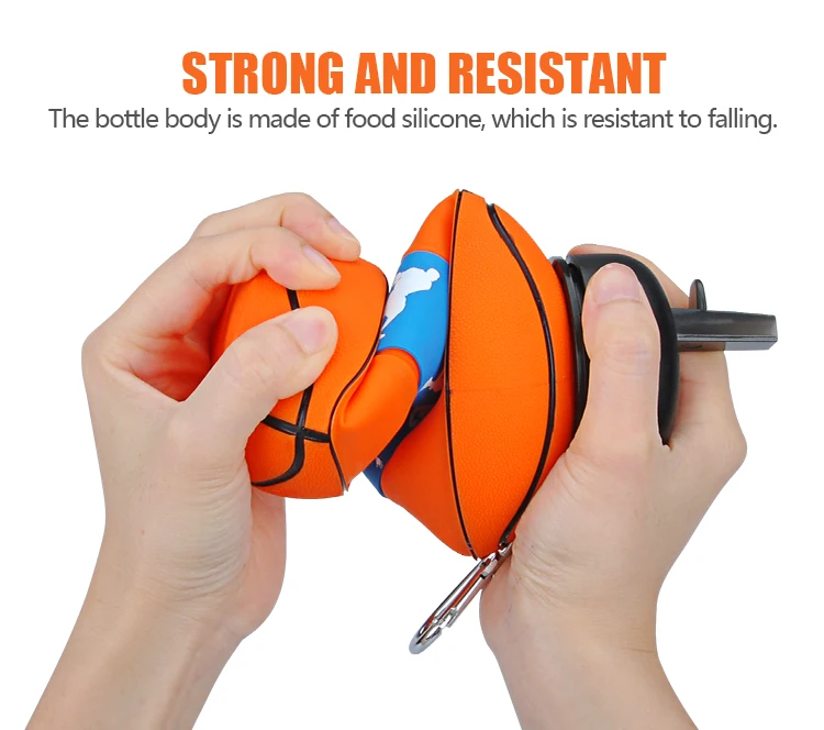 Basketball Shaped Bpa Free Silicone Foldable Children School Water Bottle Kids