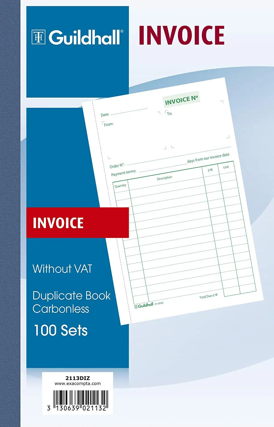 Size 204mm X 132mm by Chiltern Wove 1 to 100 Numbered Pages Full Invoice Layout Invoice Duplicate Book