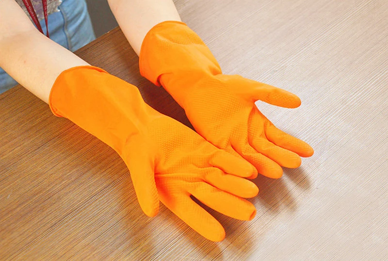 Household Waterproof Rubber Glove Kitchen Cleaning Long Sleeve Gloves Cheap Sale Everlast Latex