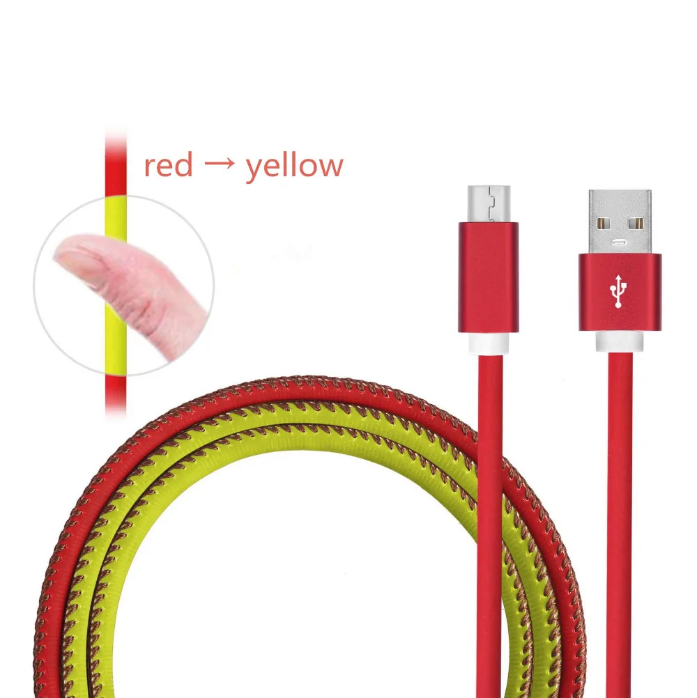 PU leather color changing style cable thermal induction usb cable for iphone - ANKUX.COM