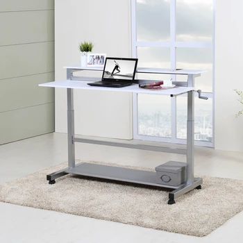 Modern White Design Lifting Sit Stand Height Adjustable Mobile