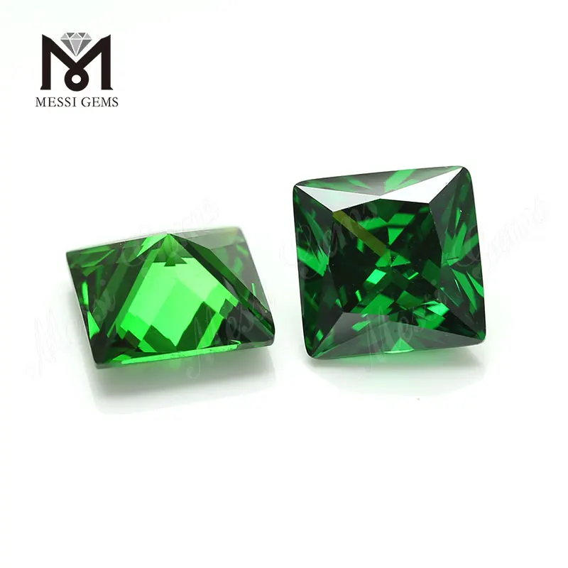 Alta qualidade cor zircon quadrado forma verde cz solta pedras com baixo preço