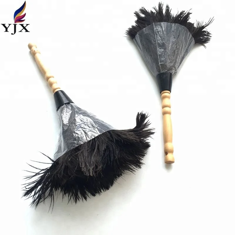 Wholesale 35cm Fluffy Black Feather Duster Ostrich With Wooden Handle Buy Duster With Wooden