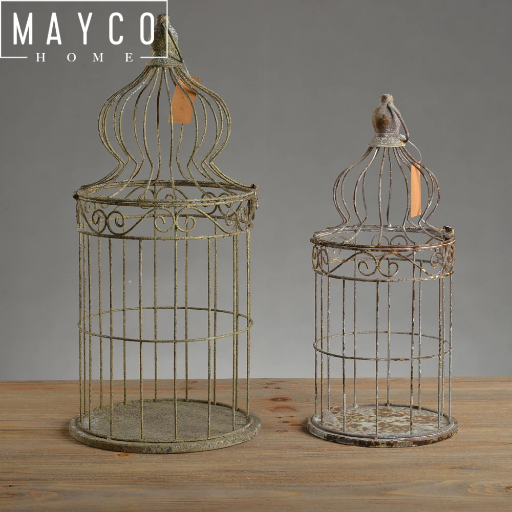 Mayco Garden Decor Antique Hanging Metal Bird Cage Set 2 Buy Rusty