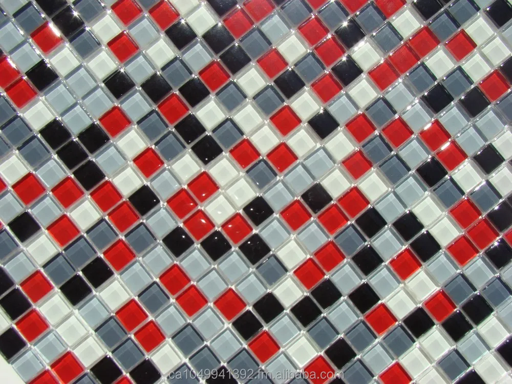 Burst " rouge blanc noir gris verre carré dosseret de mosaïque ... Dosseret décor Gris