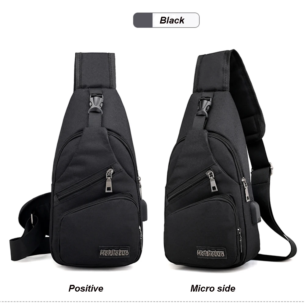 Usb Charging Port Sport Sling Bag Unisex Single Shoulder Chest Bag One Shoulder Messenger Bag ...